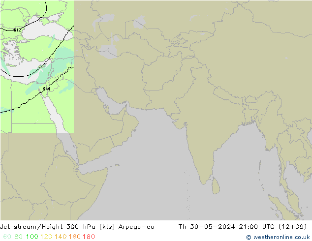 Corriente en chorro Arpege-eu jue 30.05.2024 21 UTC