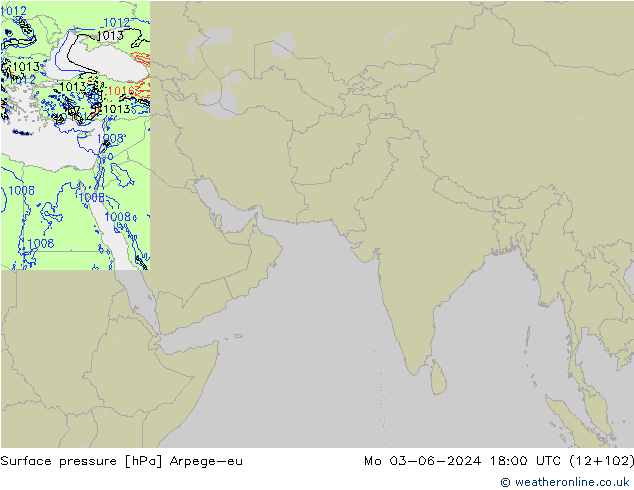 地面气压 Arpege-eu 星期一 03.06.2024 18 UTC