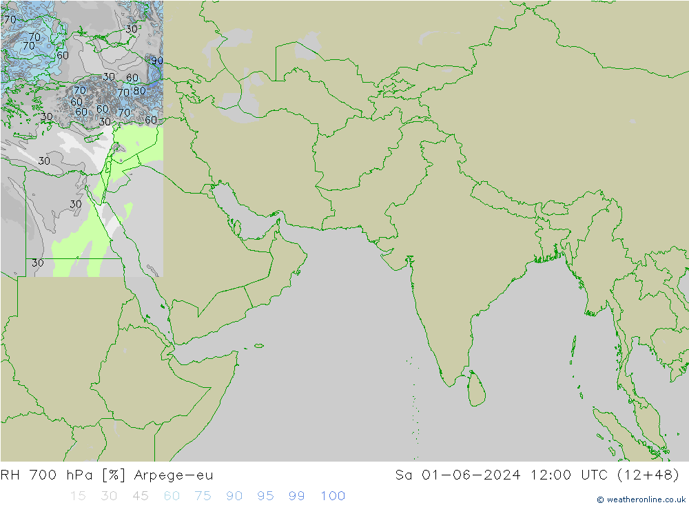 RV 700 hPa Arpege-eu za 01.06.2024 12 UTC