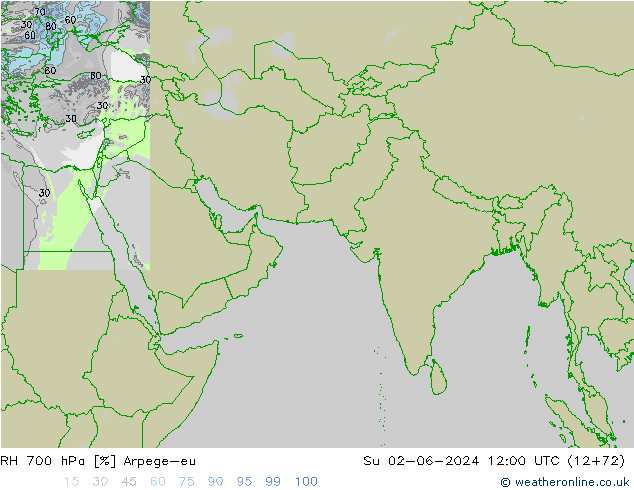 RH 700 hPa Arpege-eu Dom 02.06.2024 12 UTC