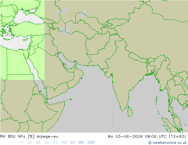 RH 850 hPa Arpege-eu 星期一 03.06.2024 09 UTC