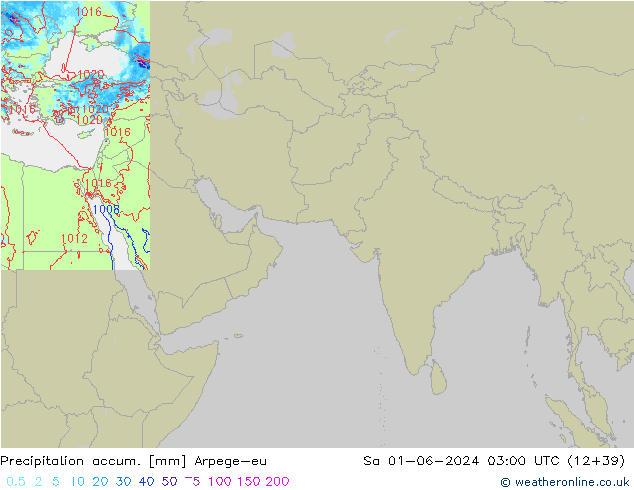 Precipitation accum. Arpege-eu Sa 01.06.2024 03 UTC