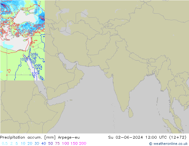 Precipitation accum. Arpege-eu Dom 02.06.2024 12 UTC