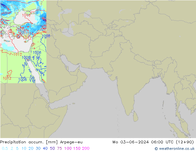 Precipitation accum. Arpege-eu 星期一 03.06.2024 06 UTC