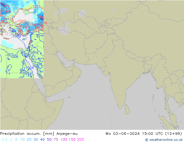 Totale neerslag Arpege-eu ma 03.06.2024 15 UTC