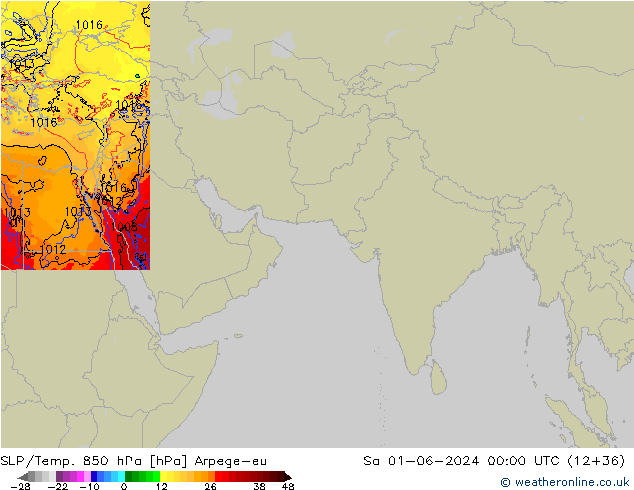 SLP/Temp. 850 hPa Arpege-eu so. 01.06.2024 00 UTC