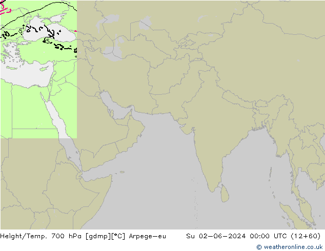 Height/Temp. 700 hPa Arpege-eu Dom 02.06.2024 00 UTC