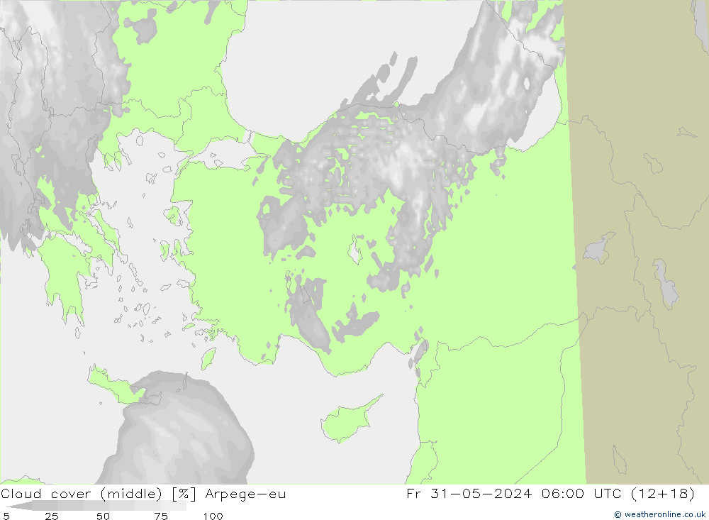 Cloud cover (middle) Arpege-eu Fr 31.05.2024 06 UTC