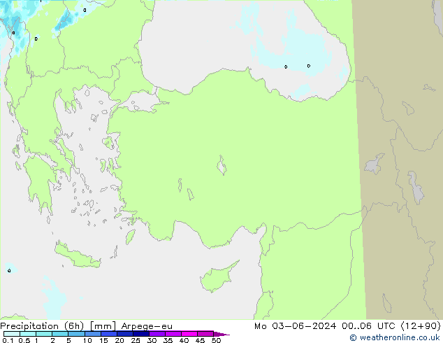 Yağış (6h) Arpege-eu Pzt 03.06.2024 06 UTC