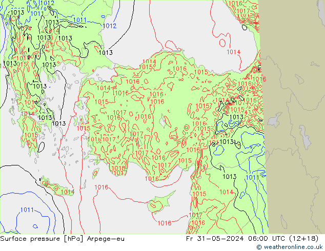 Surface pressure Arpege-eu Fr 31.05.2024 06 UTC