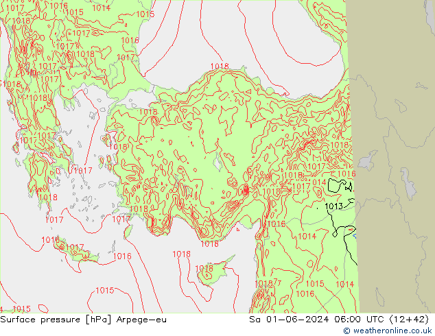 приземное давление Arpege-eu сб 01.06.2024 06 UTC
