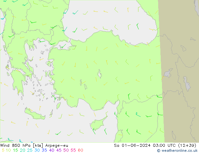 Wind 850 hPa Arpege-eu So 01.06.2024 03 UTC