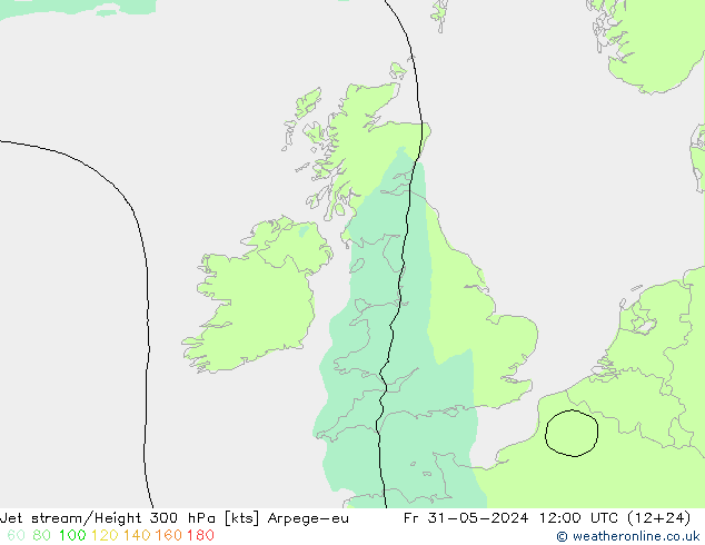 Jet stream/Height 300 hPa Arpege-eu Pá 31.05.2024 12 UTC