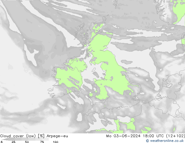 Nubi basse Arpege-eu lun 03.06.2024 18 UTC