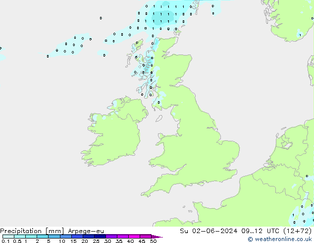 Precipitation Arpege-eu Su 02.06.2024 12 UTC