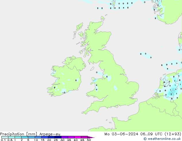 precipitação Arpege-eu Seg 03.06.2024 09 UTC