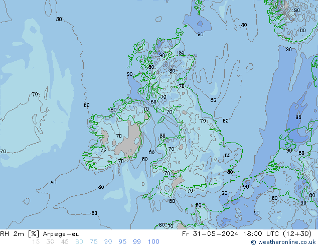 RH 2m Arpege-eu ven 31.05.2024 18 UTC