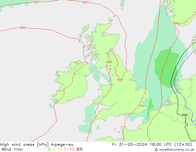 High wind areas Arpege-eu Fr 31.05.2024 18 UTC