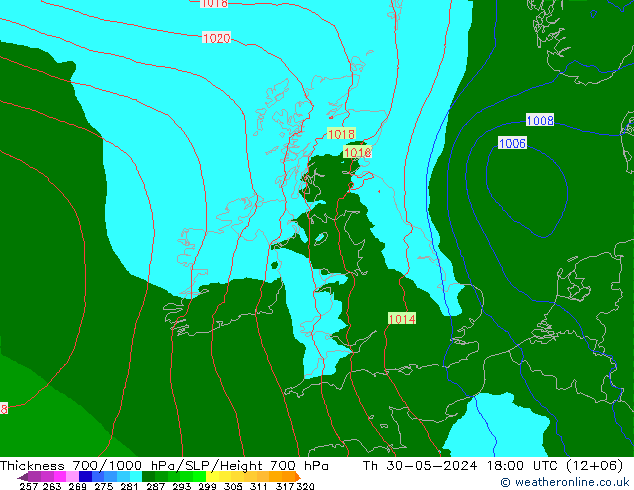 Dikte700-1000 hPa Arpege-eu do 30.05.2024 18 UTC