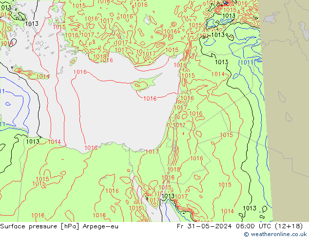 Luchtdruk (Grond) Arpege-eu vr 31.05.2024 06 UTC