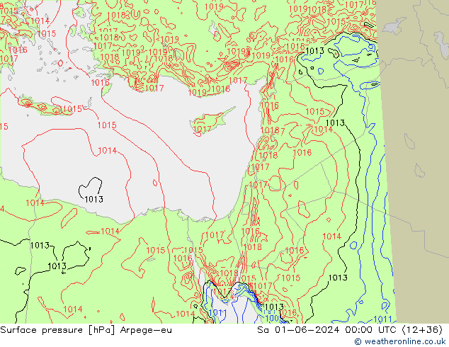 Atmosférický tlak Arpege-eu So 01.06.2024 00 UTC