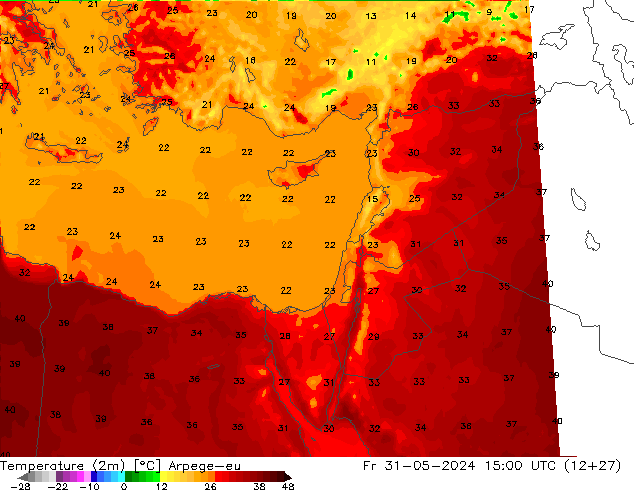 Temperature (2m) Arpege-eu Fr 31.05.2024 15 UTC