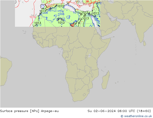 Luchtdruk (Grond) Arpege-eu zo 02.06.2024 06 UTC