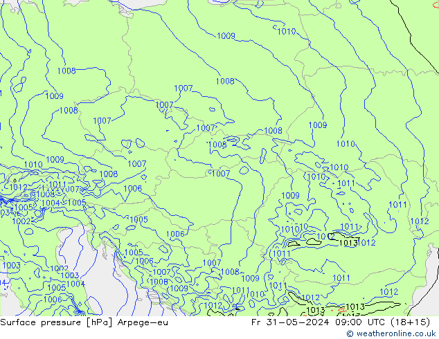 Surface pressure Arpege-eu Fr 31.05.2024 09 UTC