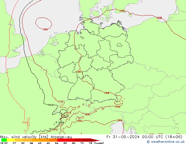 Windböen Arpege-eu Fr 31.05.2024 00 UTC