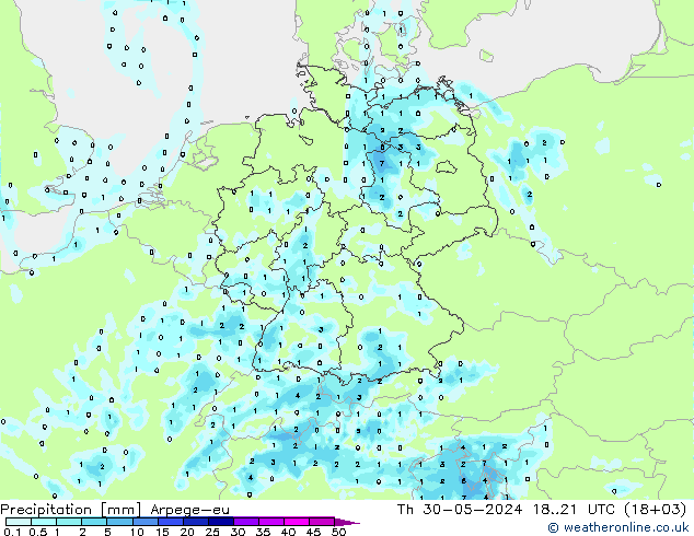 Precipitation Arpege-eu Th 30.05.2024 21 UTC