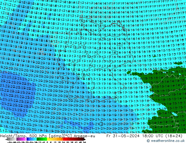 Height/Temp. 500 hPa Arpege-eu Fr 31.05.2024 18 UTC