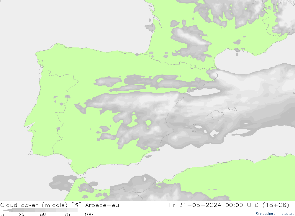 Nuages (moyen) Arpege-eu ven 31.05.2024 00 UTC