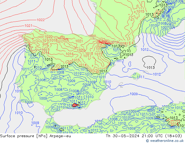 Bodendruck Arpege-eu Do 30.05.2024 21 UTC