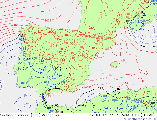 ciśnienie Arpege-eu so. 01.06.2024 06 UTC