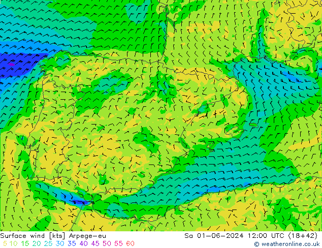 Rüzgar 10 m Arpege-eu Cts 01.06.2024 12 UTC