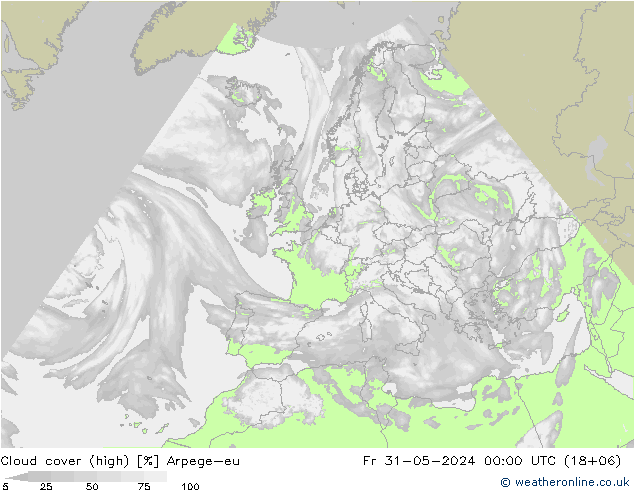 zachmurzenie (wysokie) Arpege-eu pt. 31.05.2024 00 UTC