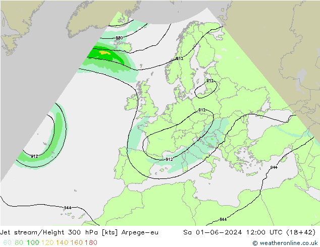 Jet stream Arpege-eu Sáb 01.06.2024 12 UTC