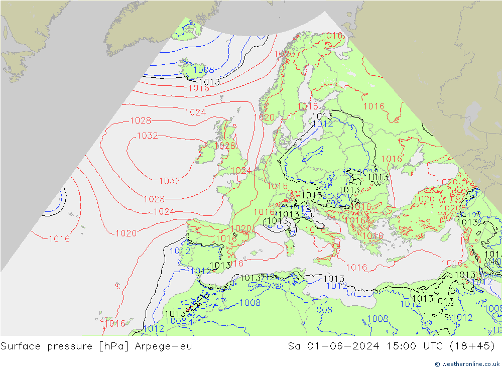 Luchtdruk (Grond) Arpege-eu za 01.06.2024 15 UTC