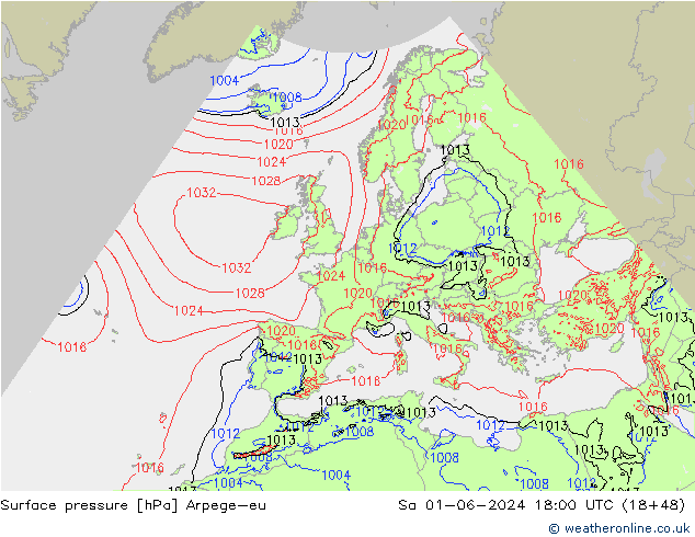 Yer basıncı Arpege-eu Cts 01.06.2024 18 UTC