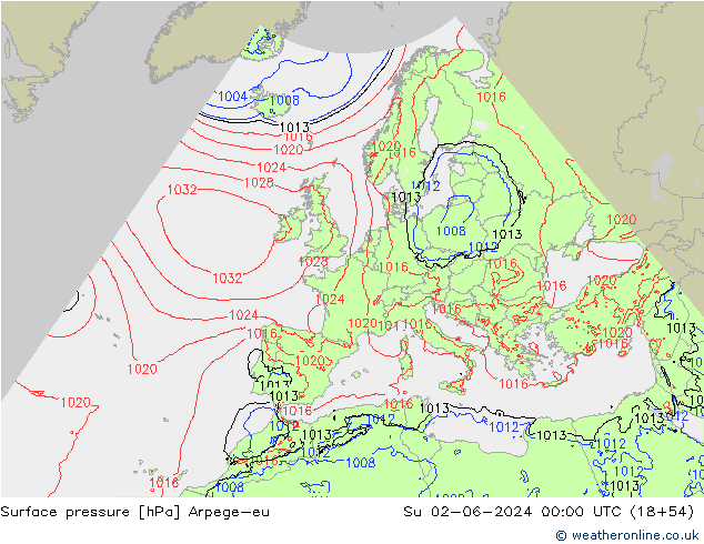 Atmosférický tlak Arpege-eu Ne 02.06.2024 00 UTC