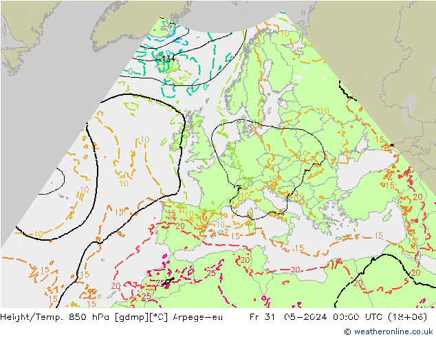 Height/Temp. 850 hPa Arpege-eu Fr 31.05.2024 00 UTC