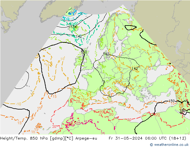 Height/Temp. 850 hPa Arpege-eu Fr 31.05.2024 06 UTC