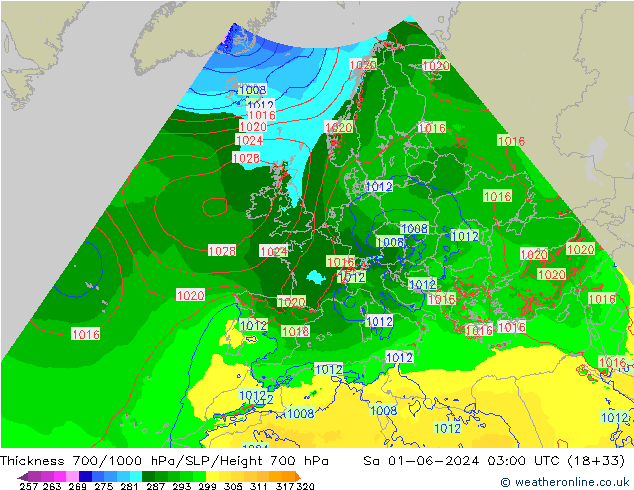 Thck 700-1000 hPa Arpege-eu Sa 01.06.2024 03 UTC