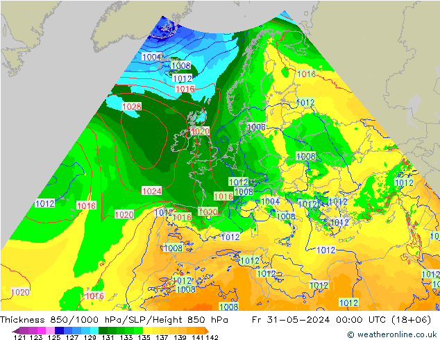 Thck 850-1000 hPa Arpege-eu Fr 31.05.2024 00 UTC