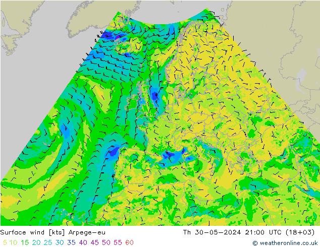 Bodenwind Arpege-eu Do 30.05.2024 21 UTC