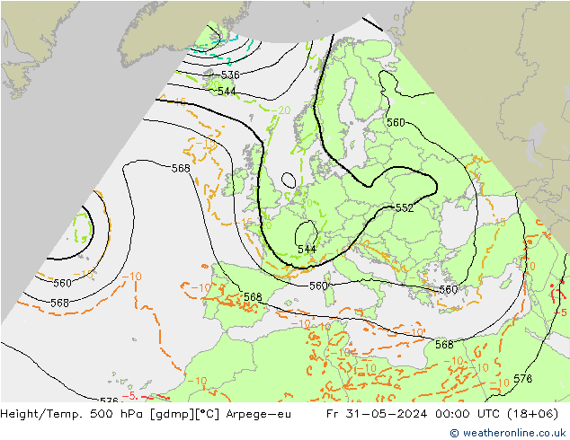 Height/Temp. 500 hPa Arpege-eu Fr 31.05.2024 00 UTC