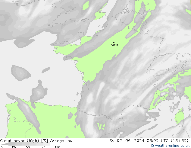 Nuages (élevé) Arpege-eu dim 02.06.2024 06 UTC