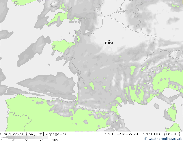 zachmurzenie (niskie) Arpege-eu so. 01.06.2024 12 UTC