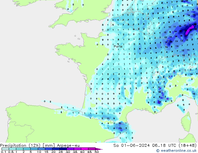 Nied. akkumuliert (12Std) Arpege-eu Sa 01.06.2024 18 UTC