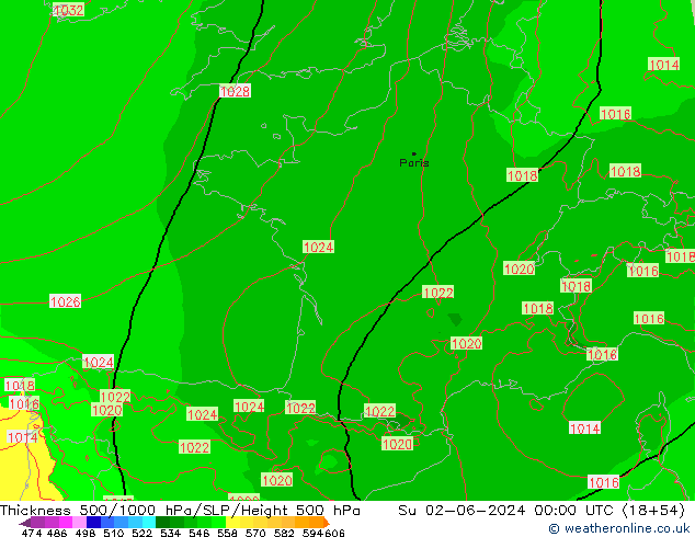 Thck 500-1000hPa Arpege-eu Dom 02.06.2024 00 UTC